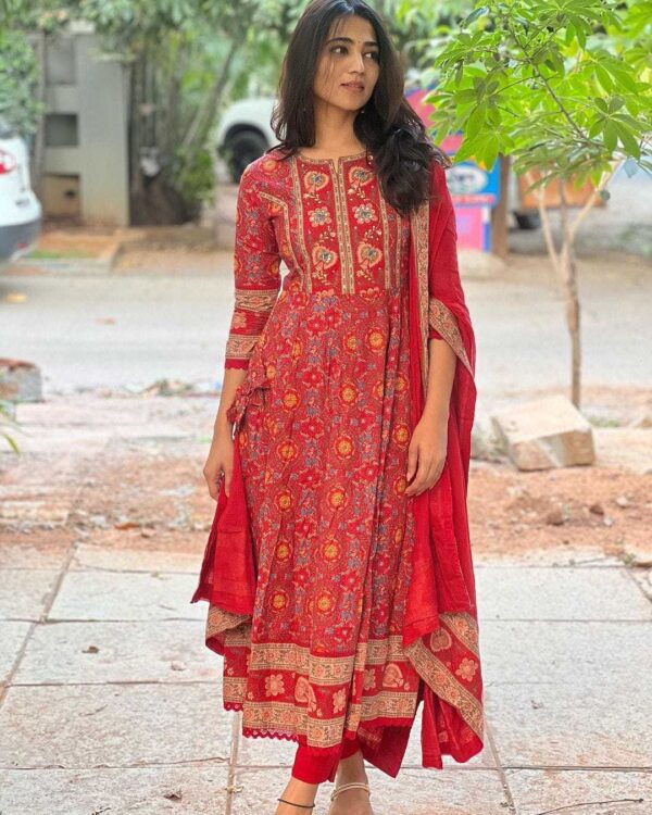 Charming in Cotton ? Embroidered Floral Printex Dress for Women (L) - Image 3