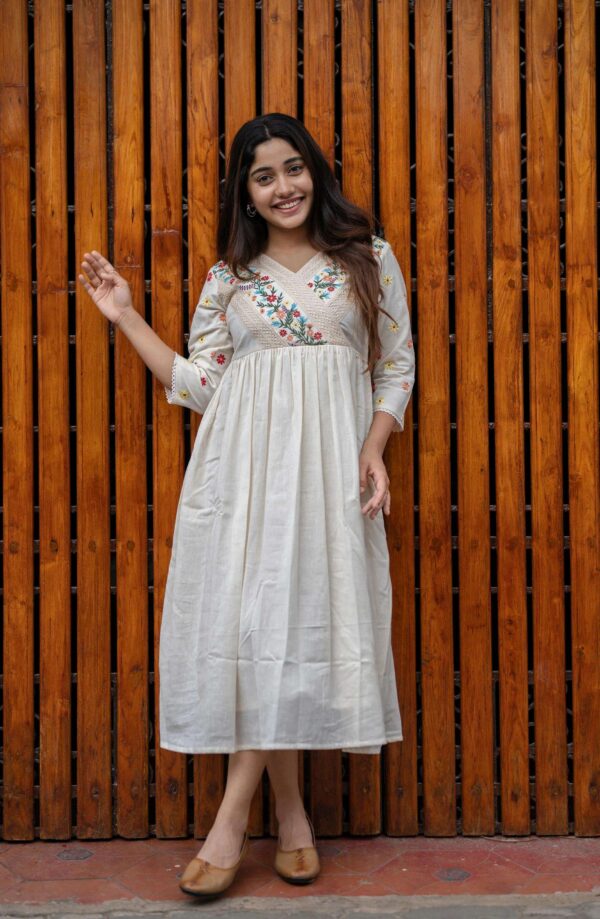 Artfully Adorned ? Women's XXL Dress in Cotton with Floral Embroidery(XL) - Image 6